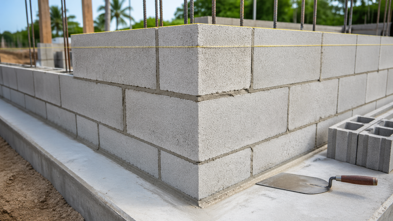 Block work and masonry shell construction