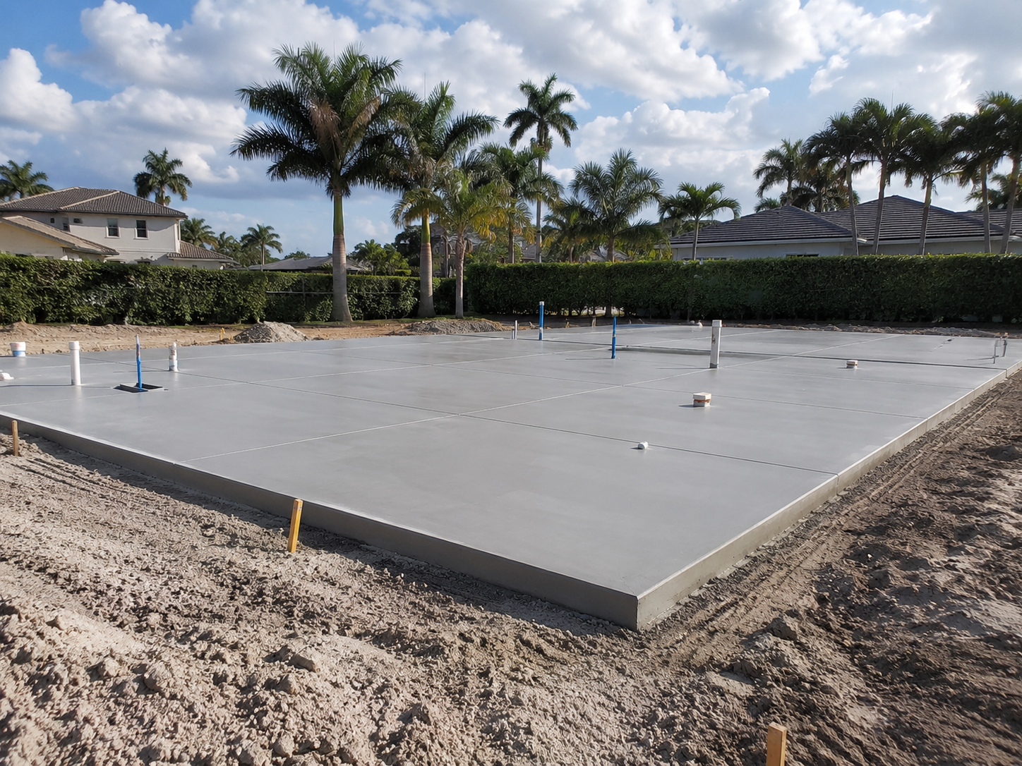 Concrete slab construction for custom homes