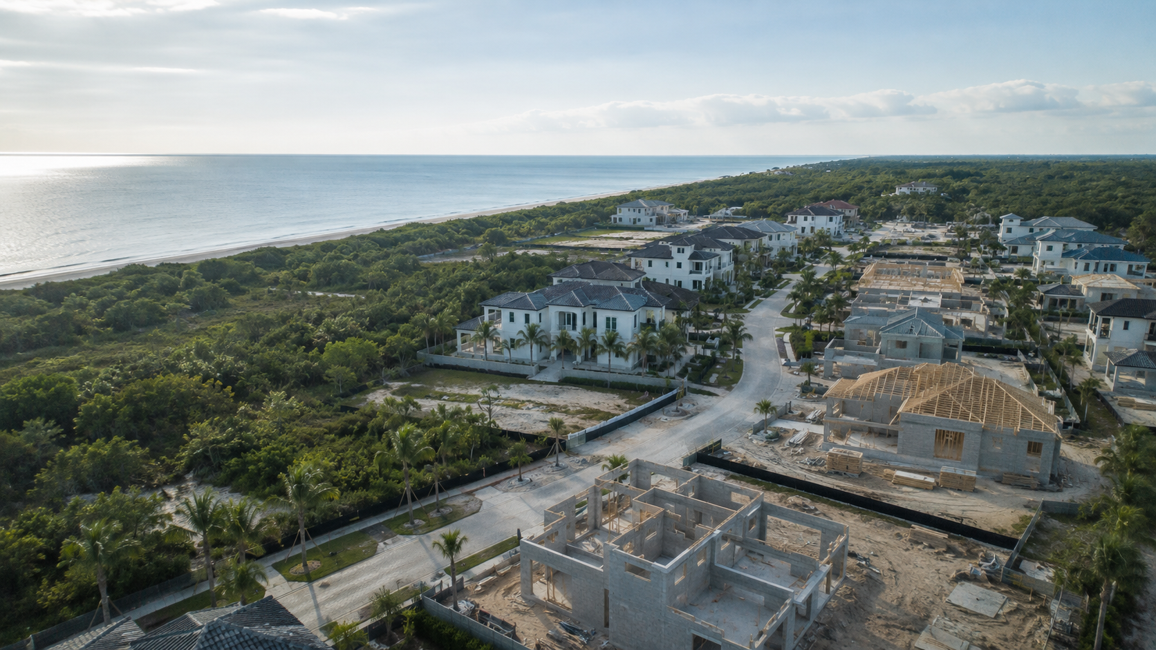 Custom home shell construction in Florida